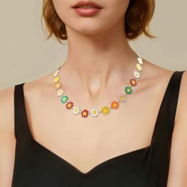 Imagem de Colar feminino com contas, banhado a ouro, delicado, colorido, verde/rosa, pérola, gargantilha delicada, boho, joia para presente