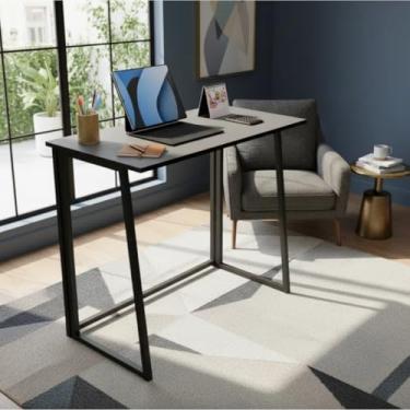 Imagem de Escrivaninha Industrial Dobrável ou Fixa para Home Office, Mesa de Computador Compacta(Cinza - articulada)