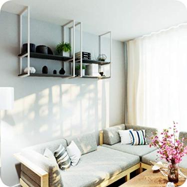 Imagem de Nicho Branco Prateleira Suspensa Teto Sala Preta 80cm