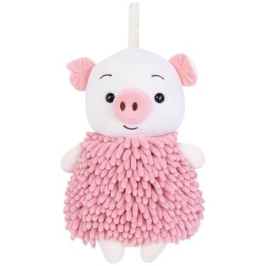 Imagem de Toalhas de mão fofas de pelúcia de chenille de chenille de desenho animado, 1 peça de toalha de mão macia absorvente para banheiro, cozinha, 18 x 28 cm, rosa