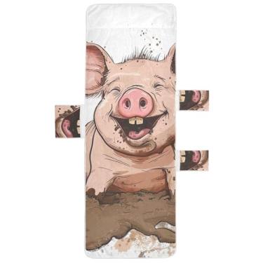 Imagem de Piggy Mud Pig Chaise Lounge Cover Toalha de Poltrona Piscina Lounge Capa de Cadeira de Praia Gramado Espreguiçadeira 215,9 cm x 76,2 cm