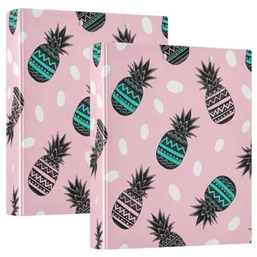 Imagem de Fichários de folha de abacaxi tropical, 3 polegadas, 3 anéis, 200 folhas, lindo anel floral, redondo, fichário de apresentação, 31,5 x 27 x 6 cm, 1 pacote