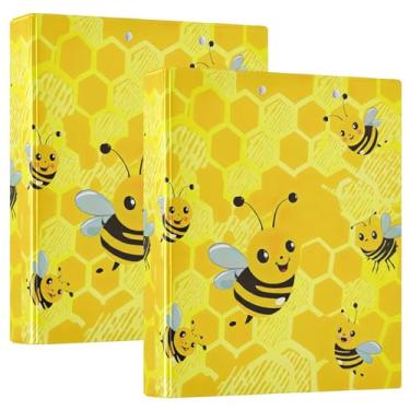 Imagem de Fichários amarelos com desenho de abelhas, 3 polegadas, 3 anéis, comporta 200 folhas, portfólio, floral, redondo, fichário, 31,5 x 27 x 6 cm, 1 pacote