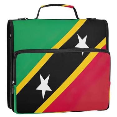 Imagem de Pasta de bandeira de São Cristóvão Nevis, fichário com zíper com alça de ombro, fichários escolares