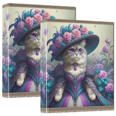 Imagem de Fichário Cat Queen Fashion Kitten com 3 anéis de 3,8 cm, 200 folhas, fofo, prancheta, estampado, redondo, fichário de escritório, 1 pacote