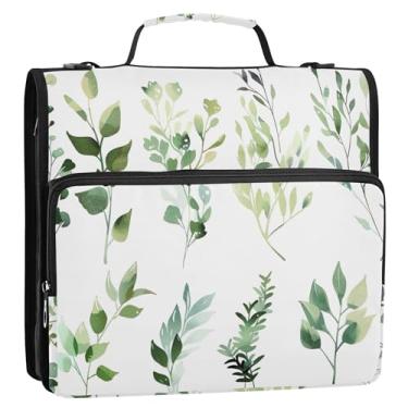 Imagem de Organizador de fichário com zíper para documentos, fichários de 3,8 cm, 3 anéis, folhas, verde, pasta de armazenamento com alça e bolsa de ensino médio