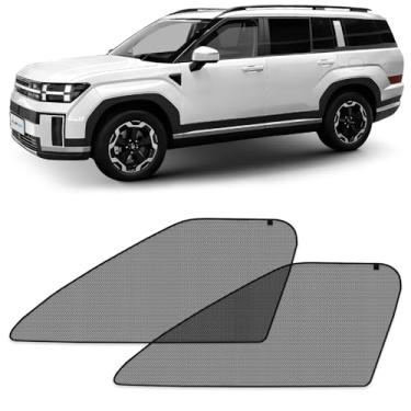 Imagem de CLIM ART Para-sol magnético para janela de carro para Hyundai Santa Fe 2024-2026, 2 peças. Conjunto de 2 peças. Tela de cobertura de vidro lateral, cortinas de raios solares em bloco, protetor de