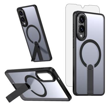 Imagem de Asuwish Capa de celular para Samsung Galaxy S25 Edge com protetor de tela magnético de vidro temperado e suporte resistente à prova de choque acessórios de suporte rígido S25Edge 25S S 25 25Edge