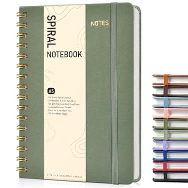 Imagem de Dotted Spiral Journal Notebook, A5 Hardcover Spiral Journals for Women Men, 100 GSM Dot Grid Paper Notebooks, 150 Pages Spiral Bullet Dotted Notebook for Writing Note Taking 5.75" x 8.38", Sage Green