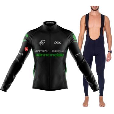 Imagem de Kit Bretelle Gel Camisa Longa Ciclismo Cannondale Bike Uv50+-Masculino