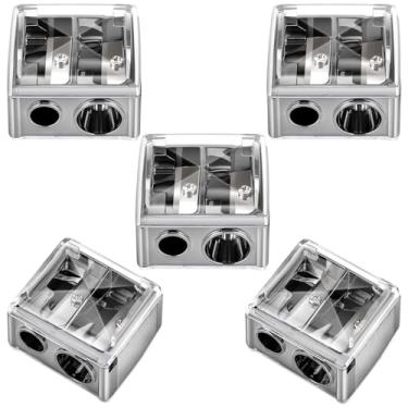 Imagem de Chuangdi Pacote com 5 apontadores de lápis de maquiagem, delineador de lábios, delineador de olhos, ferramentas manuais cosméticas para delineador (prata)