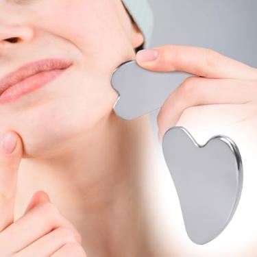 Imagem de Massageador raspador de aço inoxidável de 5 peças para rosto e pescoço, corpo, ferramenta de massagem Gua Sha, cuidados com a pele do rosto