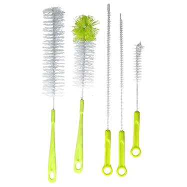 Imagem de Cuofyunl escova para garrafa de água, 5 peças, escova de limpeza com cabo longo para pescoço estreito, garrafa de água, moedor de café (Verde)