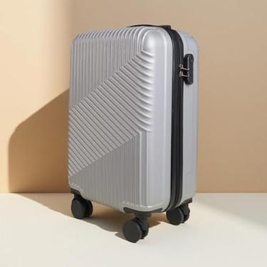 Imagem de Mala de Viagem ABS Pequena e Média com Cadeado Rodas 360° Bordo 8kg 10kg 12kg(Cinza Prateado,21 Polegados 62x40x26)