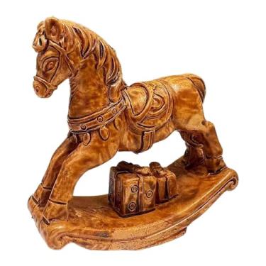 Imagem de FLCPJGV Estatueta de Natal em Miniatura, Cavalo de Balanço, Enfeite de Mesa de Resina, Escultura Animal Colecionável para Presente, Sala de Estar, Escritório, Style F, Tamanho real