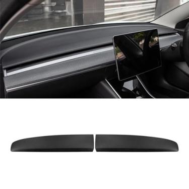 Imagem de Painel segmentado de painel central faixa decorativa interior faixa decorativa compatível com o modelo Y 3 2025+ kit de carroceria acessórios para carro (aparência de carbono fosco)