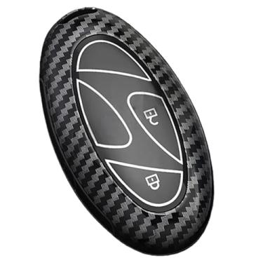 Imagem de Capa de chave de carro de fibra de carbono compatível com Hyundai Kona N-Line 2024/Elantra SEL 2024/IONIQ 6 2023 acessórios(A 5 BUTTON)