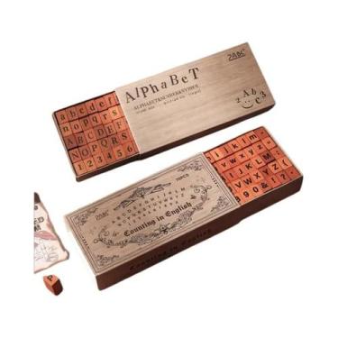 Imagem de Conjunto De Carimbos De Madeira Vintage Com Letras E Números Em Inglês