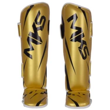 Imagem de Caneleira Muay Thai Kickboxing MMA Champions Dourado e Preto - MKS Combat (G)