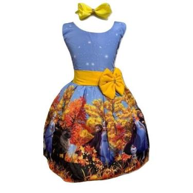 Imagem de Vestido Temático Frozen 2 Ana e Elsa Regata Luxo - Bento E Maria Moda 
