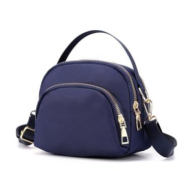 Imagem de Bolsa pequena para senhoras, bolsa crossboby feminina, bolsa de mão de nylon, bolsa acolchoada, Azul, Casual