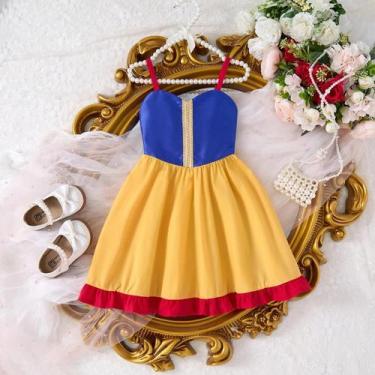 Imagem de Vestido De Princesa Para Meninas Moana Branca Neve Anna Barbie Bell Fa
