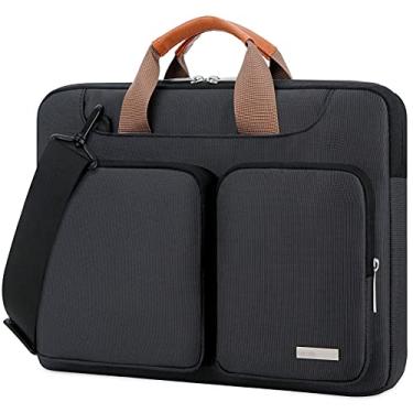 Imagem de Lacdo Bolsa de ombro protetora de 360°para laptop,bolsa para laptop de 16"para o novo MacBook Pro M4/M3/M2 /M1 Pro Max de 16"A3403 A3186 A2991 A2780,Surface Laptop de 15"7ºCopiloto+Computador PC,Preto
