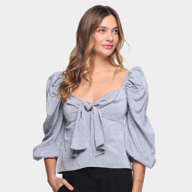 Imagem de Blusa Colcci Nó Frontal Manga Bufante Feminina-Feminino