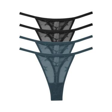 Imagem de Conjunto De Lingerie Feminina Sexy De Renda 4 Peças, Calcinha Transpar
