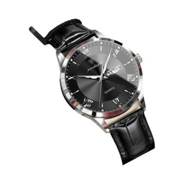 Imagem de Relógio De Pulso Masculino De Luxo Em Couro Com Quartzo, À Prova d'Águ