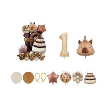 Imagem de Balão De Alumínio De Aniversário Com Tema De Capivara, 44 Peças, Prese