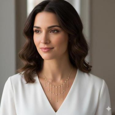 Imagem de Colar de Ouro 18k Cascata de Brilhos com Zircônia Branca - no-brand