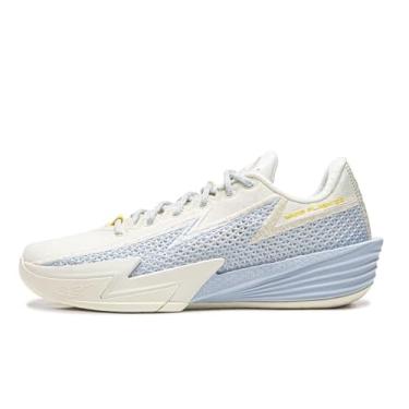 Imagem de LI-NING Tênis de basquete masculino Wade Flash Series ABPU027 ABPU039 ABPV013, Branco leite/azul celeste limpo, 42
