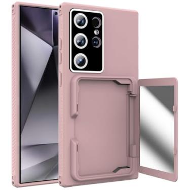 Imagem de Capa para Samsung Galaxy S25/S25 Plus/S25 Ultra, capa de telefone espelhada de cartão integrada à prova de choque, capa simples, S25 Plus, rosa