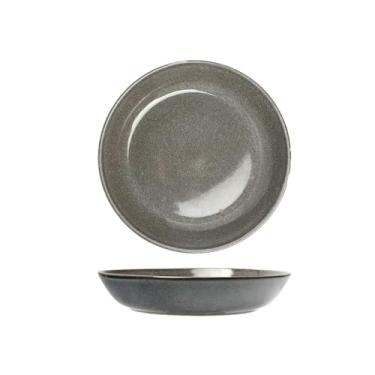 Imagem de Esmalte colorido retrô de cerâmica prato fundo grosso utensílios de mesa personalizados requintados - cinza escuro 22 cm