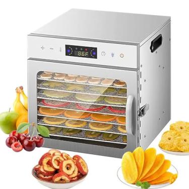 Imagem de Foloose Máquina desidratadora de alimentos, desidratador, desidratador de frutas vegetais com temporizador 24H e luz 8 prateleiras de secagem 800W 30-90℃ com controle de tela sensível ao toque e