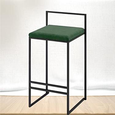 Imagem de KIDYBO Cadeiras de bar de veludo verde, ergonomicamente projetadas, modernas banquetas de bar com apoio para os pés, bancos de bar com encosto, ilha de cozinha de jantar, assento estofado macio