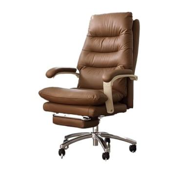 Imagem de KHUTRW3D Cadeira de escritório de couro de luxo clássica executiva confortável reclinável cadeira de mesa de computador cadeira de trabalho