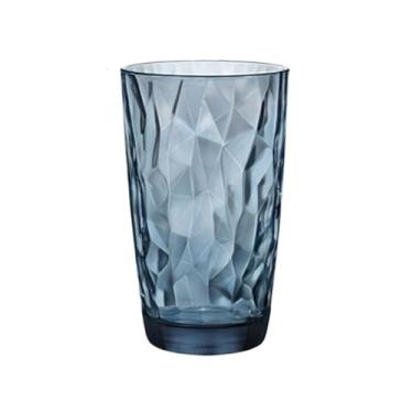 Imagem de Copos de bebida em relevo de diamante colorido, copos altos resistentes ao calor para água, suco de leite, cerveja coquetel e vinho (azul, grande)