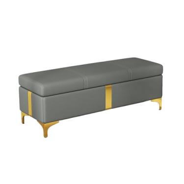 Imagem de Banco de armazenamento moderno para quarto, extremidade da cama, sofá, janela, sentado, lareira, brinquedo, entrada (cinza, 120 x 40 x 45 cm)