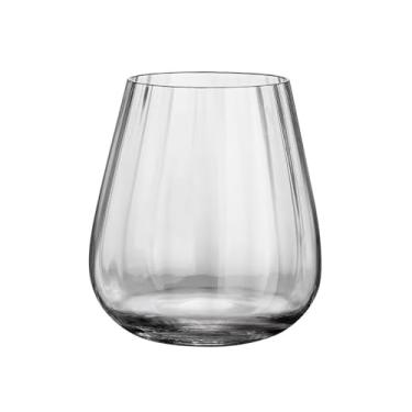 Imagem de Copo de água sem haste com listras verticais transparentes de 425 g, copos de cristal de uísque soprados à mão para bares e restaurantes