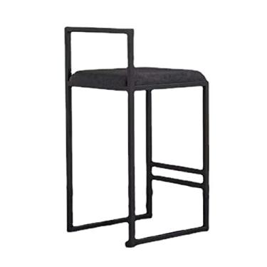 Imagem de Banquetas de café da manhã com encosto de veludo estofado, cadeiras de bar, pernas de metal preto, bancos altos com apoio para os pés ergonomicamente cadeira de jantar e café