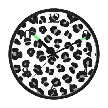 Imagem de STAYTOP Lindo relógio de parede com estampa de leopardo animal para quarto com brilho noturno, relógios de parede silenciosos de 30 cm para decoração de sala de estar, controle de som, relógio de