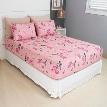 Imagem de Jogo de Lençol Cama Casal Malha 100% Algodão 3 Peças Estampado Com Elástico Toque Macio Cozzilar (Modelo 6)