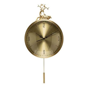 Imagem de KHUTRW3D Relógio de parede com pêndulo em forma de veado para cozinha europeia leve decoração silenciosa relógio de estudo moda relógio decoração