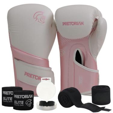 Imagem de Kit Luva Boxe Muay Thai Elite Pretorian + 2 Par Bandagem + Bucal-Unissex