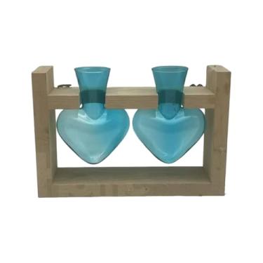 Imagem de Diydeg Vaso de Vidro Em Forma de Coração, Plantador Hidropônico, Estação de Propagação de Plantas, Decoração Elegante de Mesa Com Suporte de Madeira para Decoração de Jardim Doméstico,