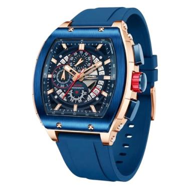 Imagem de SKMEI Relógios masculinos analógicos de esqueleto de quartzo com cronógrafo, à prova d'água, estilosos, relógios masculinos, 7099-Azul