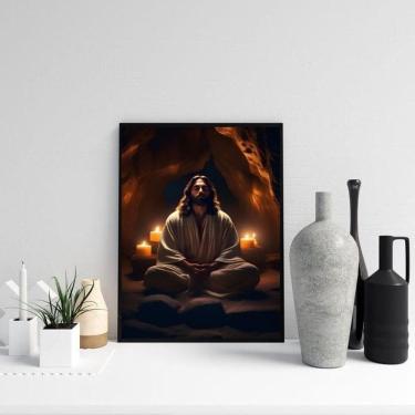 Imagem de Quadro Jesus Cristo Meditando 24X18Cm - Com Vidro