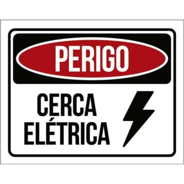 Imagem de Kit 3 Placas Sinalização - Perigo Cerca Elétrica Atenção